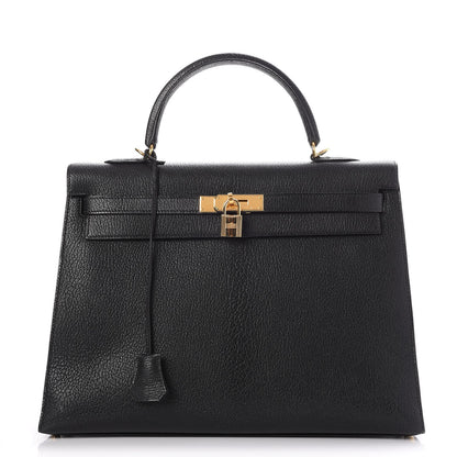 Hermes Chevre de Coromandel Kelly Sellier 35 Black 1 of 31