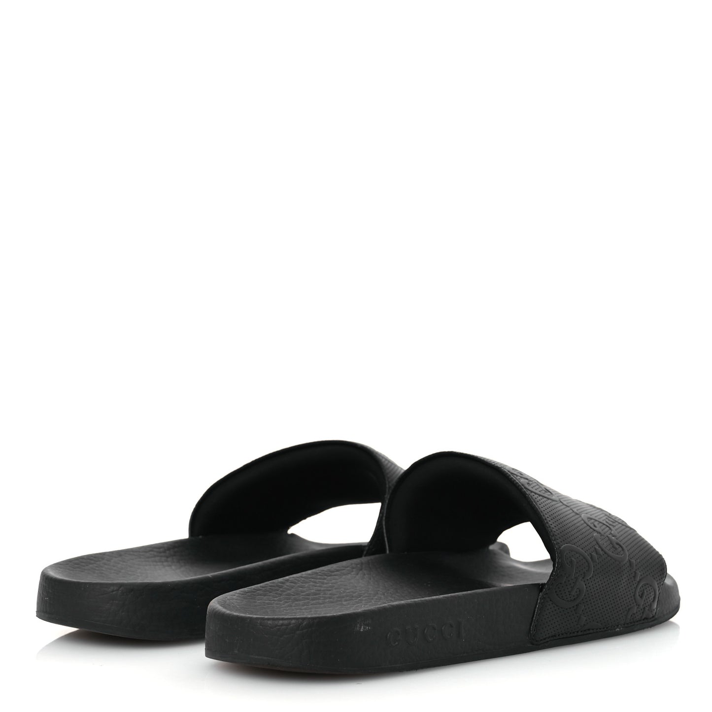Rubber GG Monogram Mens Slide Sandals 11 Black