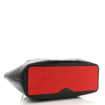 Christian Louboutin Calfskin Crocodile Embossed Spikes Large Cabarock Black 4 of 7