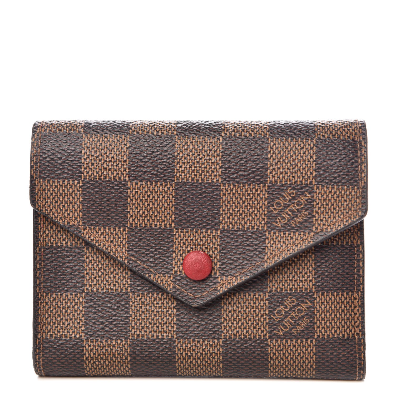 Louis Vuitton Damier Ebene Victorine Wallet Red 1 of 10