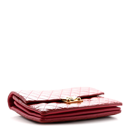 Chanel Patent Goatskin Quilted Small 3 Pocket Accordion Flap Red 4 of 10