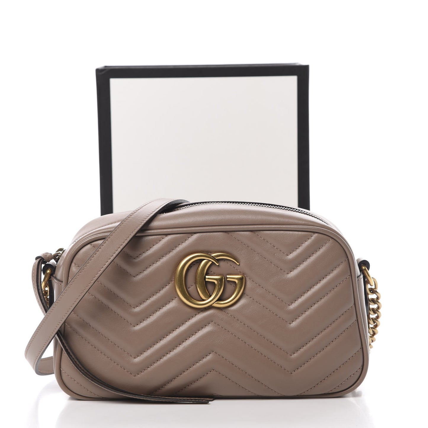 Calfskin Matelasse Small GG Marmont Chain Shoulder Bag Porcelain Rose
