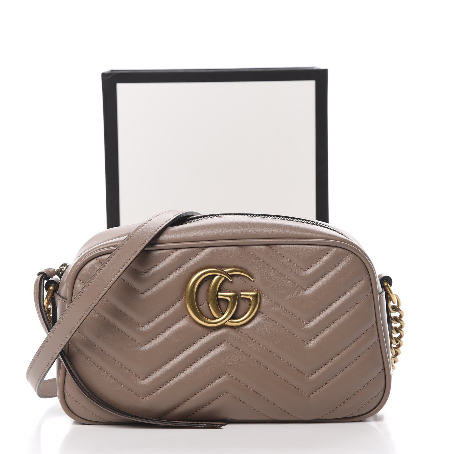 Gucci Calfskin Matelasse Small GG Marmont Chain Shoulder Bag Porcelain Rose 11 of 11