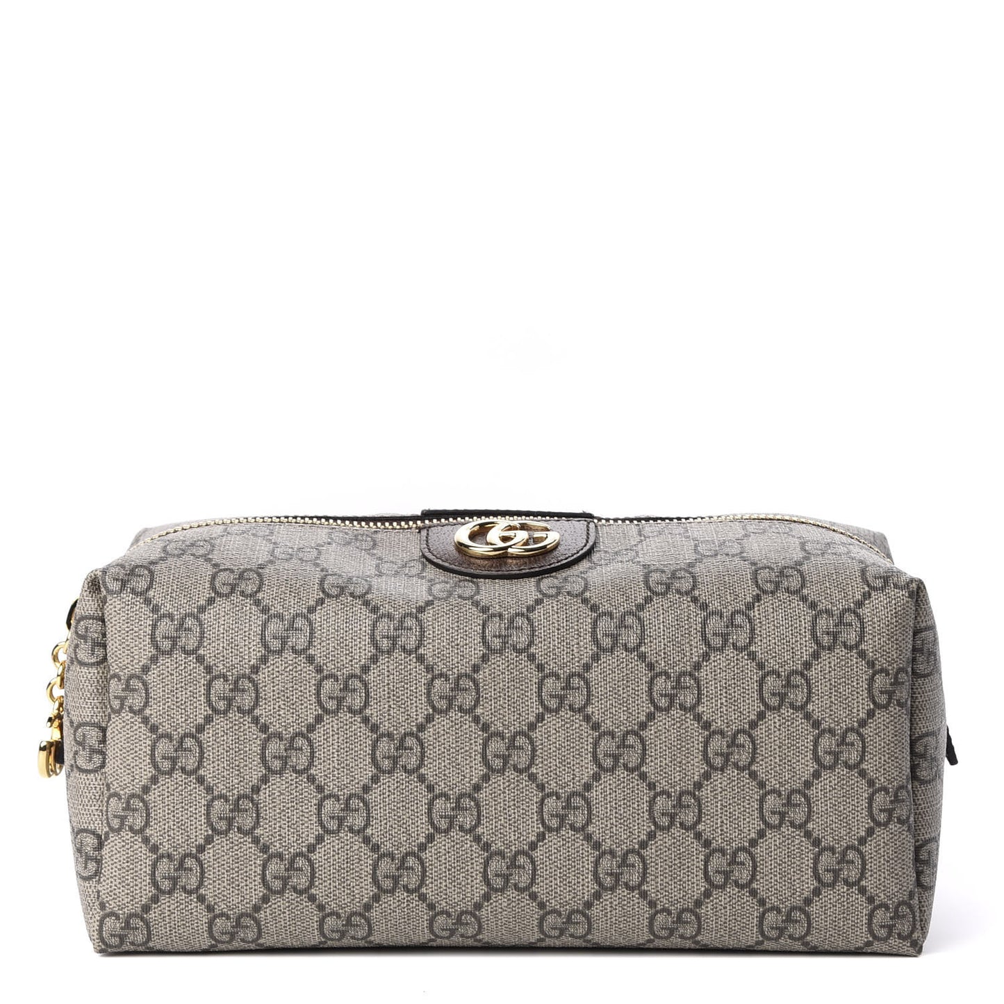 Soft GG Supreme Monogram Calfskin Large Ophidia Cosmetic Case Beige Ebony New Acero