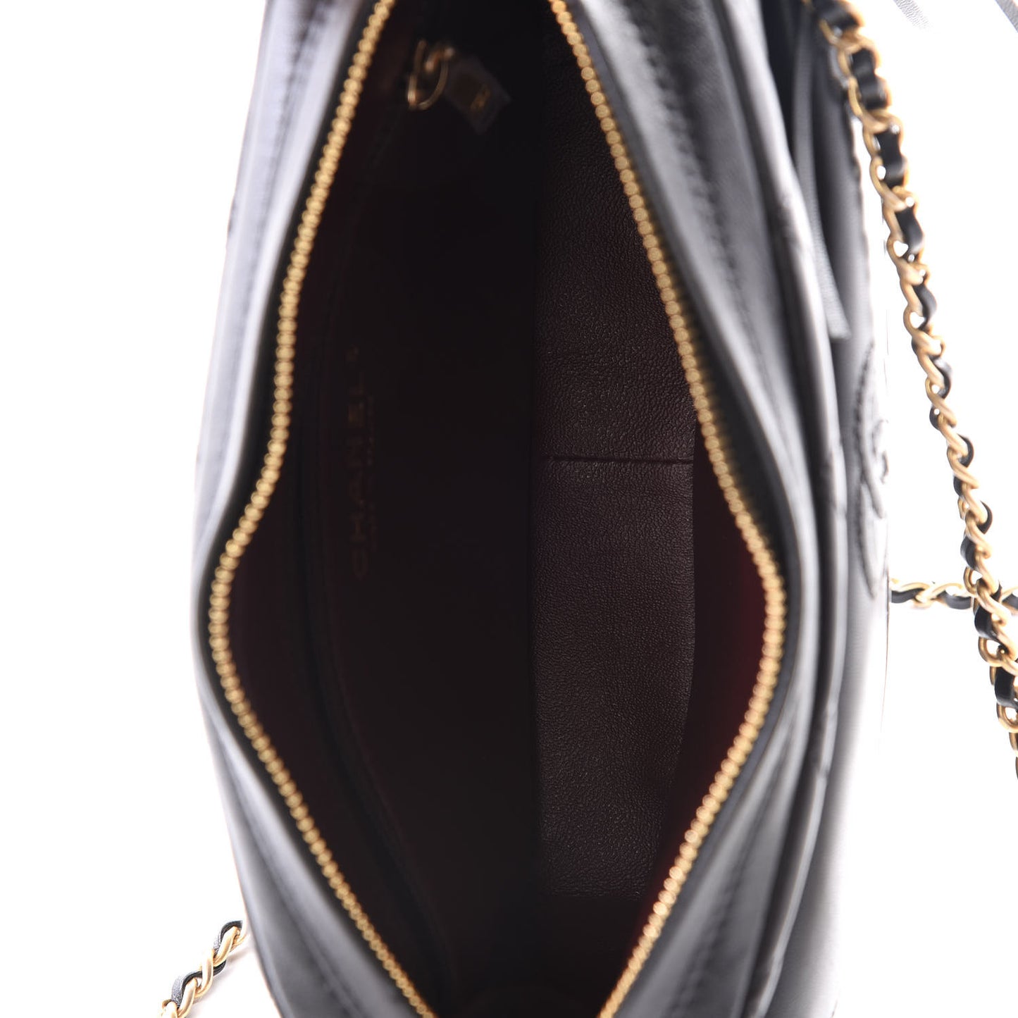 Lambskin Quilted Chain & Tassel Small Camera Case Black