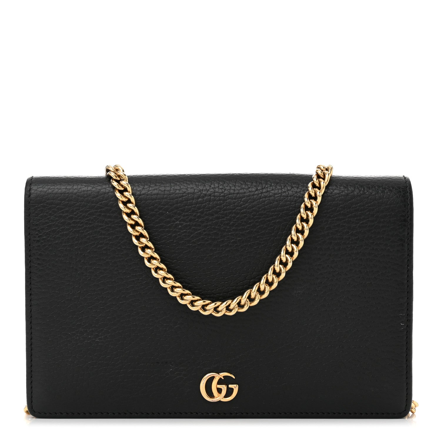 Gucci Calfskin Mini GG Marmont Chain Wallet Black 1 of 11