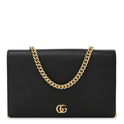 Gucci Calfskin Mini GG Marmont Chain Wallet Black 1 of 11