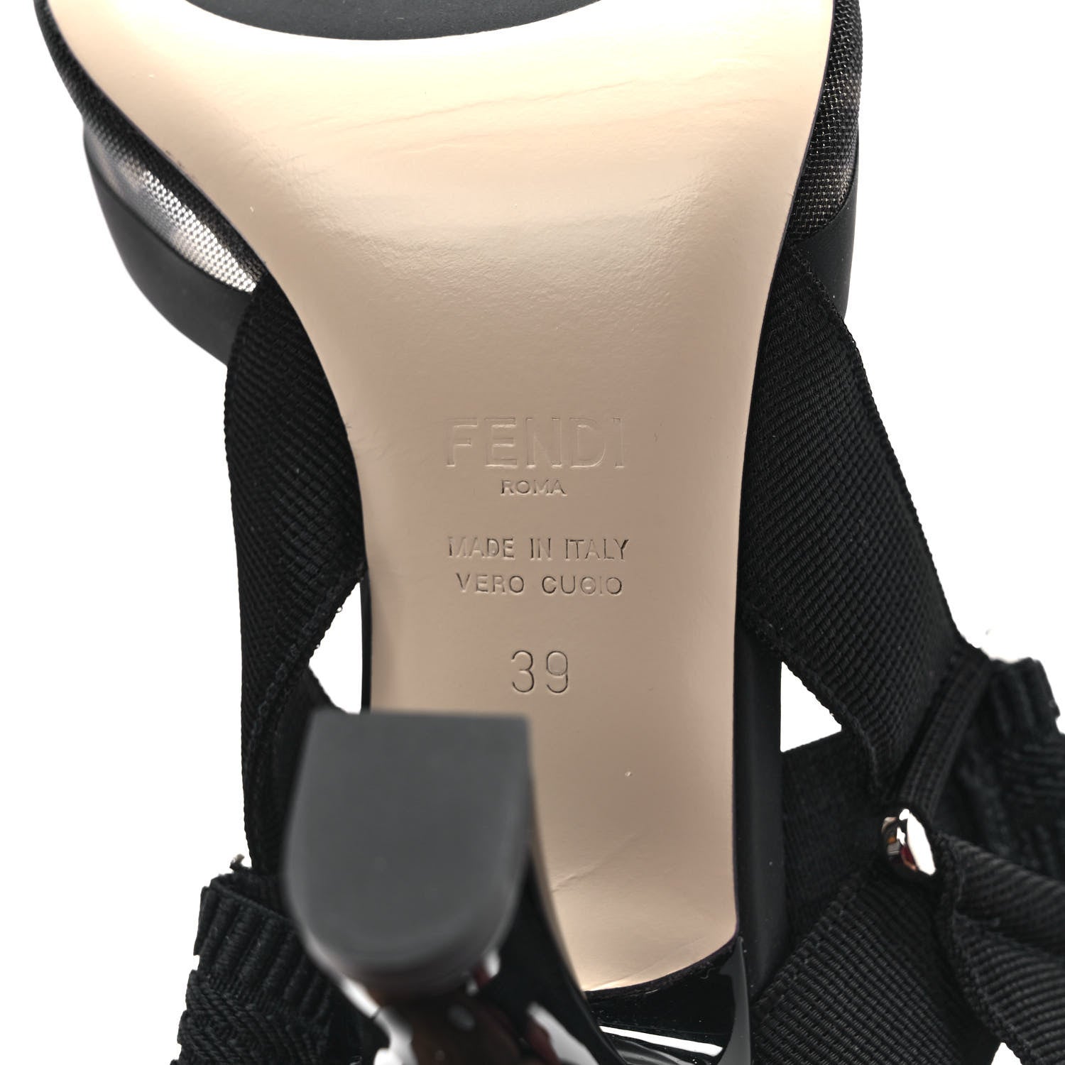 Fendi Technical Mesh FF Colibri 85mm Slingback Pumps 39 Black 6 of 8