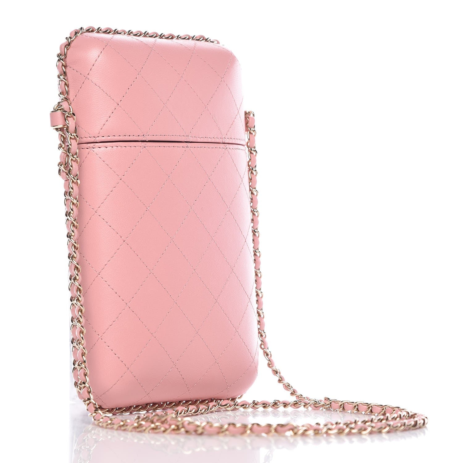 Chanel Lambskin Quilted Chain Around Phone Holder Pink 3 of 7