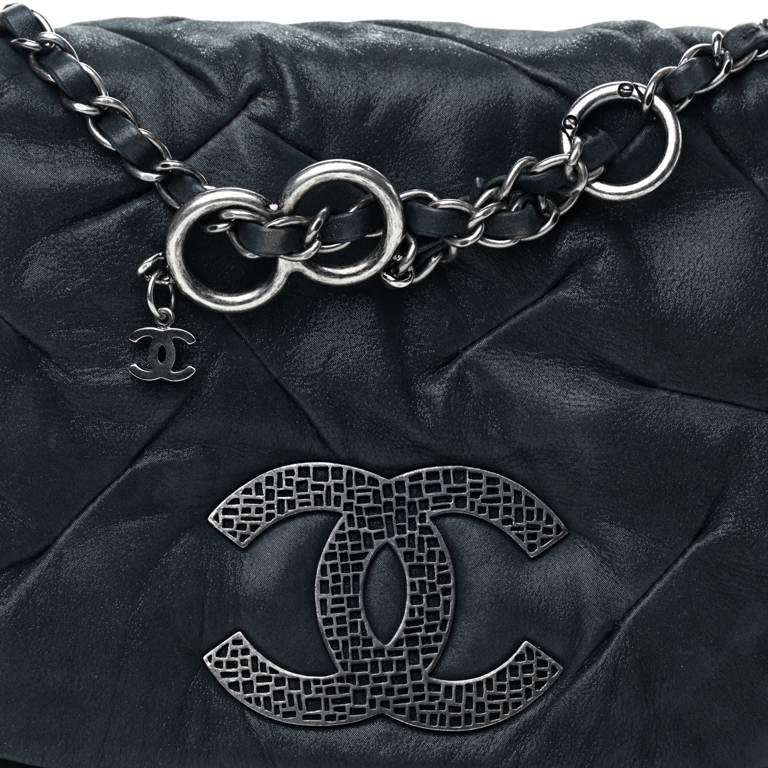 Chanel Iridescent Calfskin Glint Flap Black 8 of 10