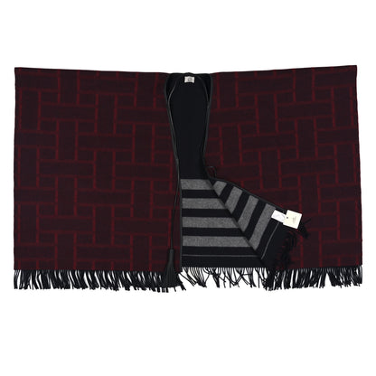 Hermes Wool Cashmere Sikkim Calfskin Quadrille Poncho Navy Rouge H 2 of 4