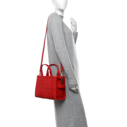 Marc Jacobs Grained Calfskin Mini The Tote Bag Red 2 of 14