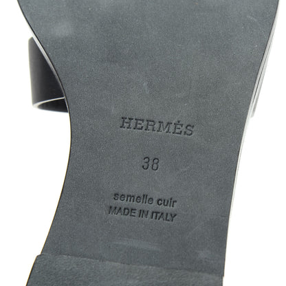 Hermes Calfskin Santorini Sandals 38 Black 9 of 11
