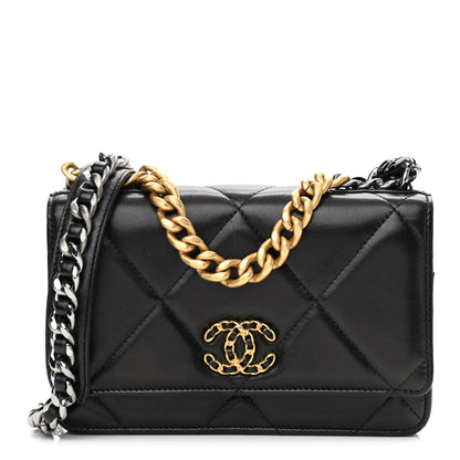 Chanel Lambskin Quilted Chanel 19 Wallet On Chain WOC Black 1 of 15