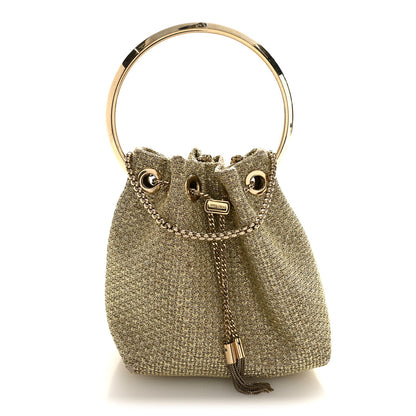 Jimmy Choo Metallic Woven Bon Bon Bag Champagne 1 of 12