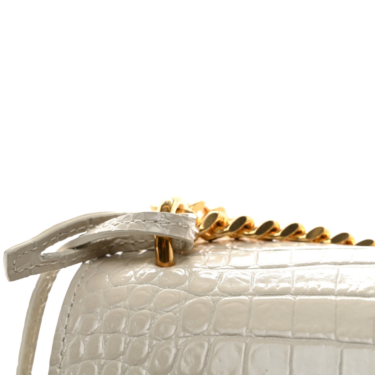 Saint Laurent Calfskin Crocodile Embossed Medium Monogram Sunset Blanc Vintage 14 of 14