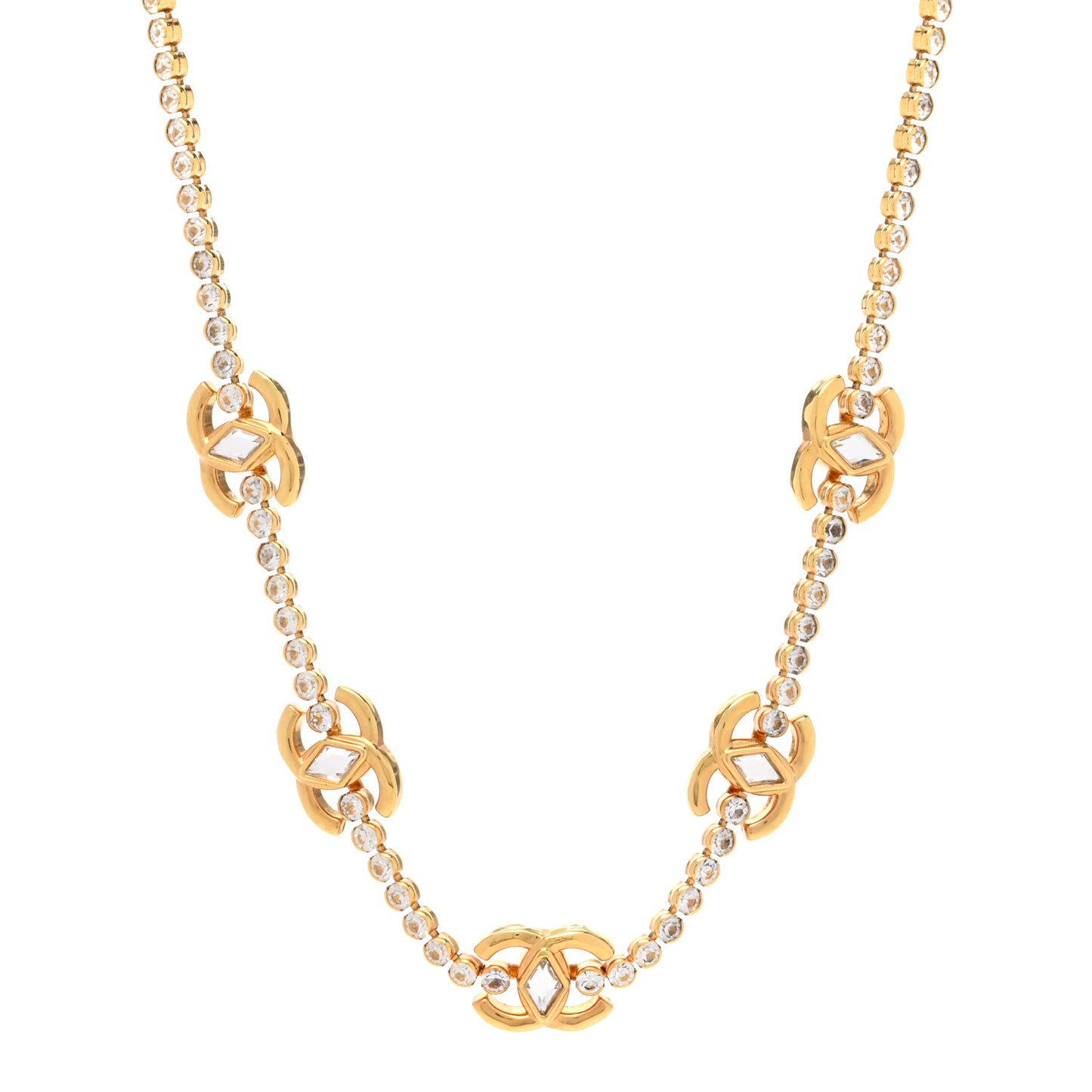 Metal Crystal CC Marquise Choker Gold