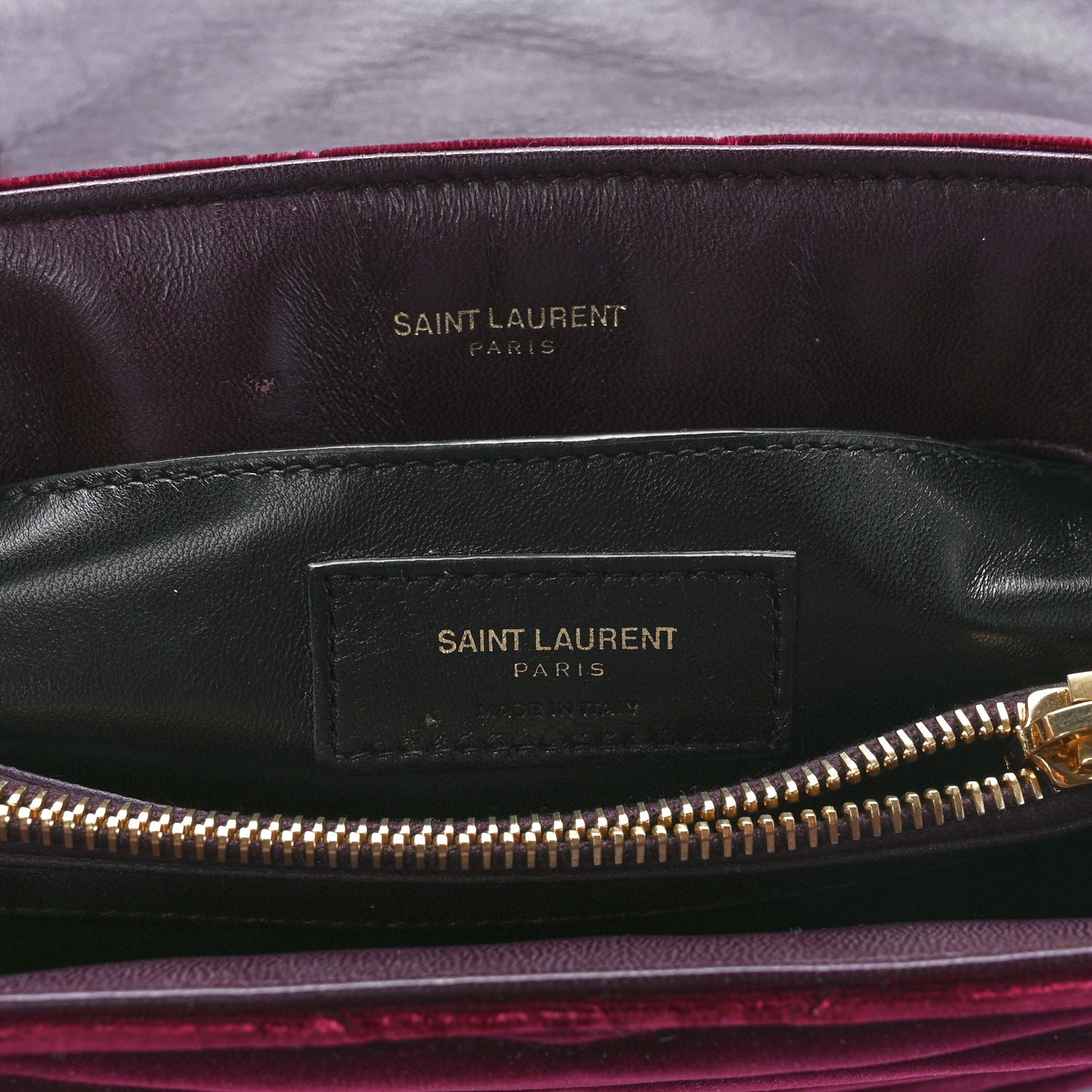 Velvet Y Quilted Monogram Small Loulou Chain Satchel Burgundy