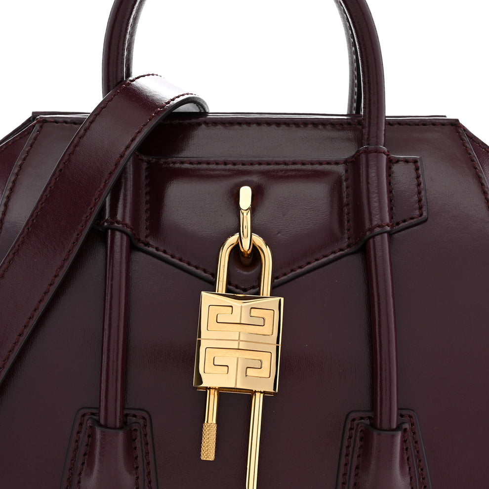 Givenchy Box Calfskin Mini Lock Antigona Oxblood Red 2000619 – FASHIONPHILE