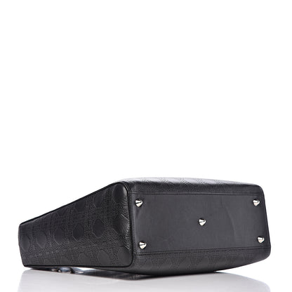 Christian Dior Lambskin Embossed Cannage Large Lady Dior Black 4 of 15