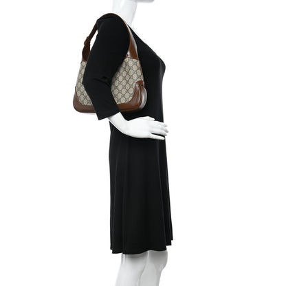 Gucci GG Supreme Monogram Azalea Calfskin Web Small Jackie 1961 Hobo Beige Ebony Brown Sugar 2 of 11