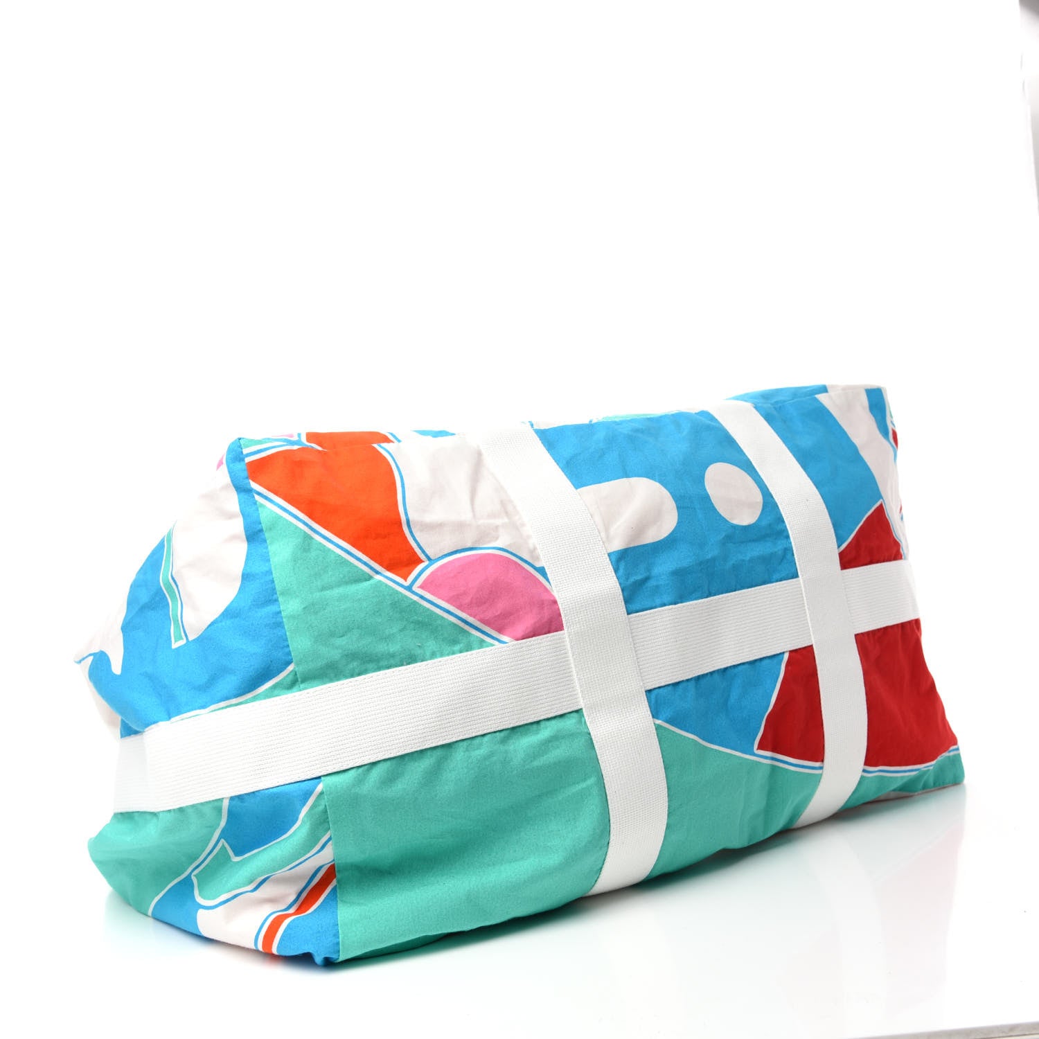 Hermes Cotton Canvas Jeux D Animaux Beach Tote Bleu Orange 4 of 9