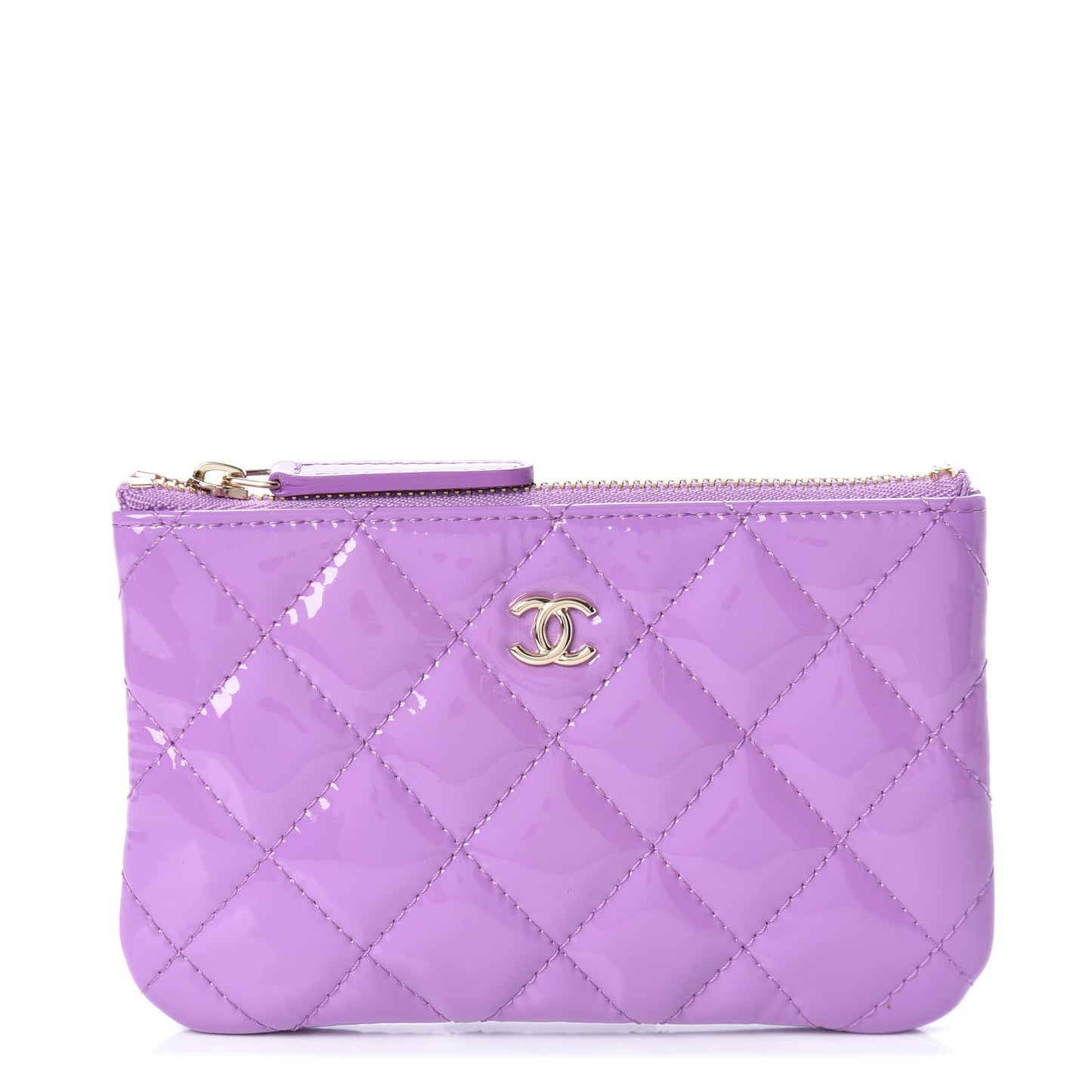 Patent Quilted Small Cosmetic Case Purple