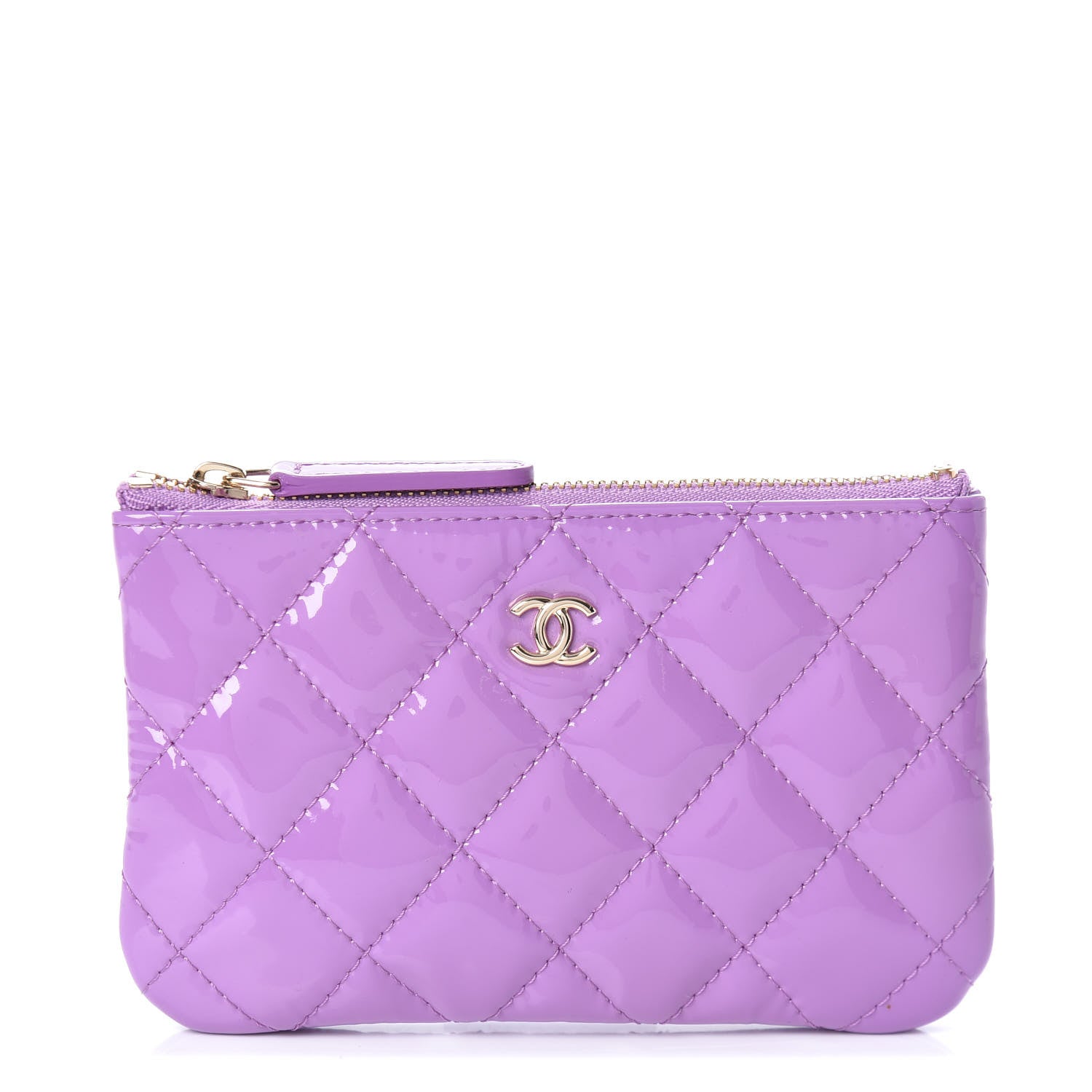 Chanel Patent Quilted Small Cosmetic Case Purple 1 of 7