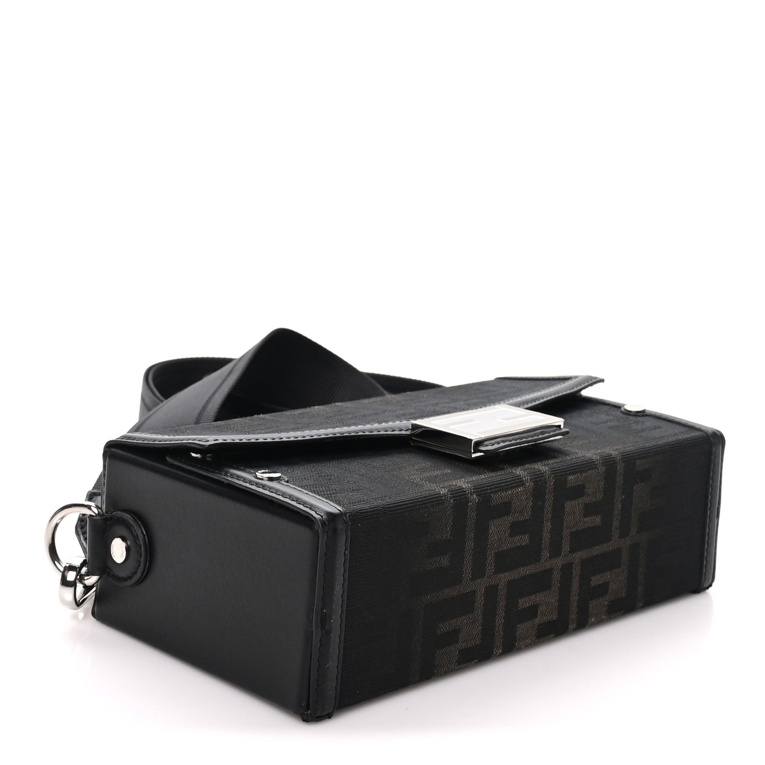 Fendi Recycled Fabric Jacquard Vitello King FF 1974 Baguette Soft Trunk Phone Pouch Brown 4 of 9