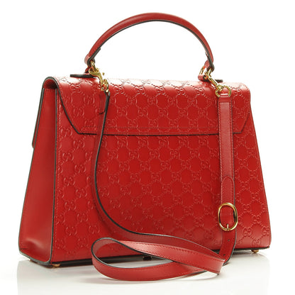 Gucci Guccissima Signature Medium Padlock Top Handle Bag Hibiscus Red 3 of 7