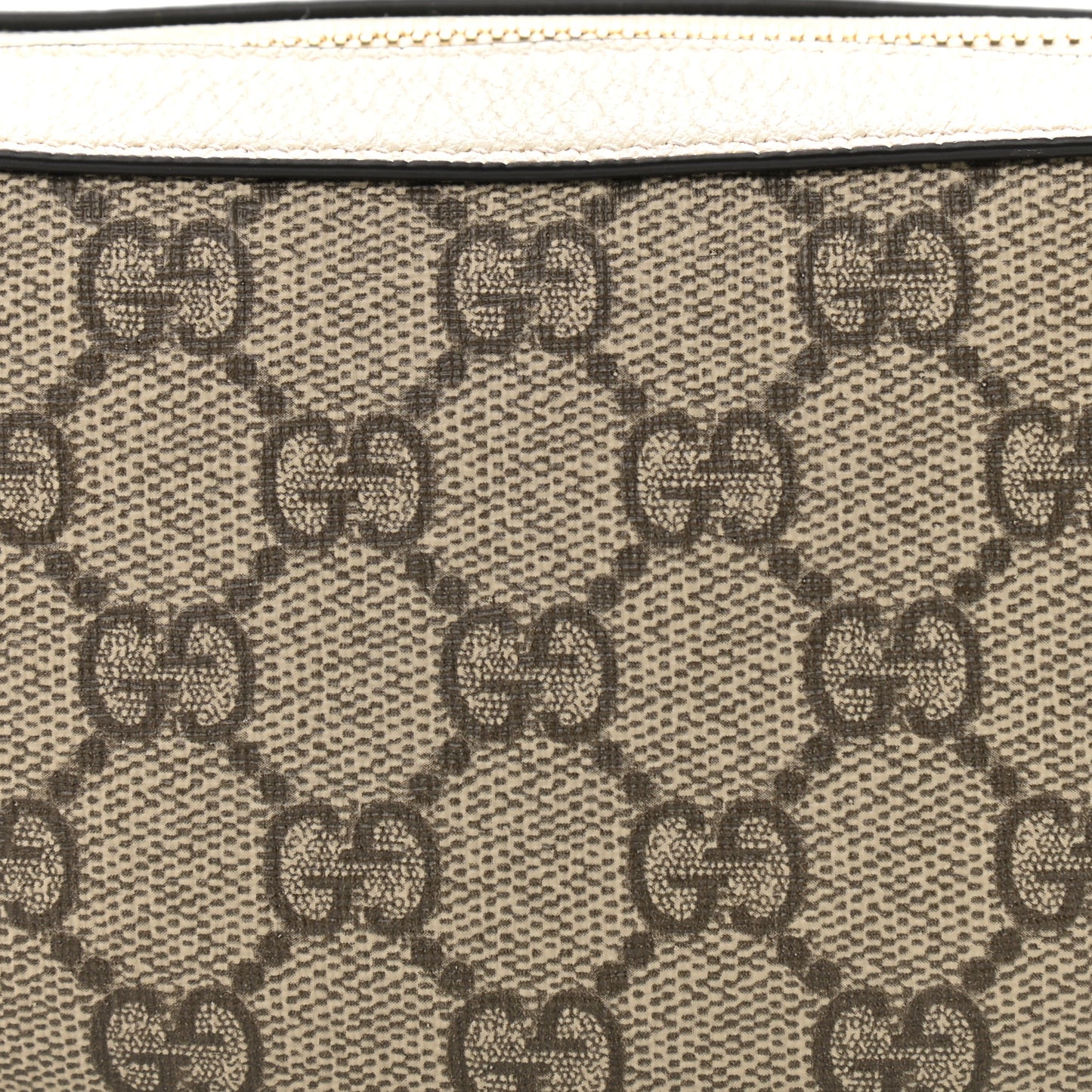 GG Supreme Monogram Textured Dollar Calfskin Web Mini Ophidia Half Moon Hobo Beige Ebony Mystic White