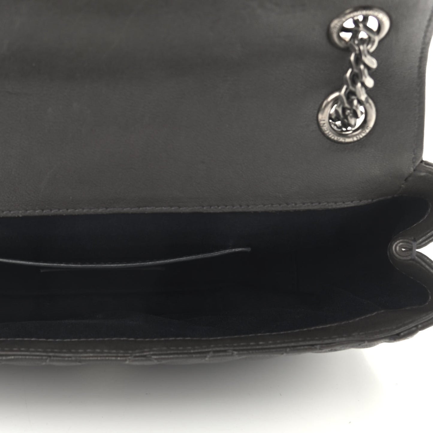 Sheepskin Tri-Quilt Monogram Medium College Bag Coal