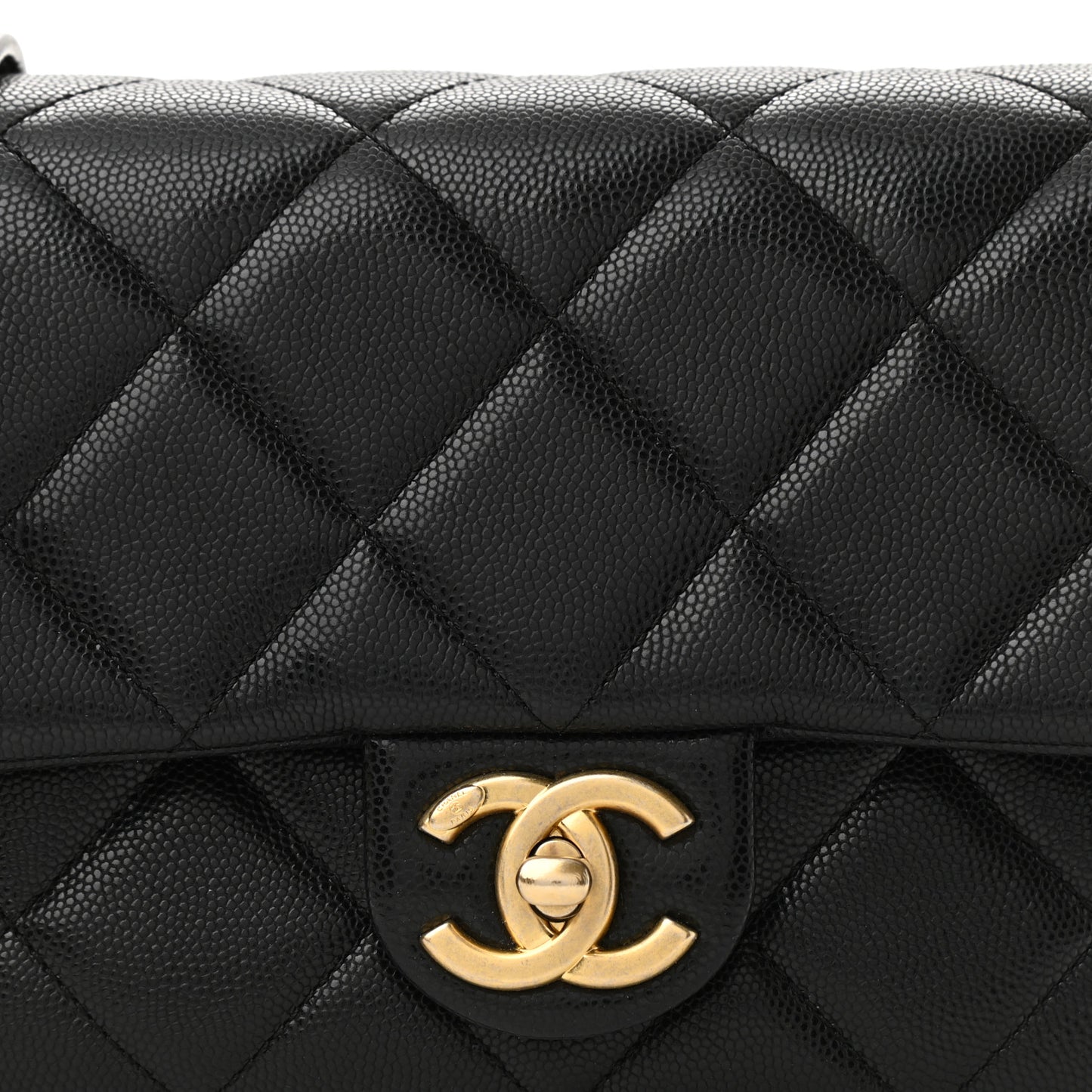 Caviar Quilted Small Twist Your Buttons Flap Black