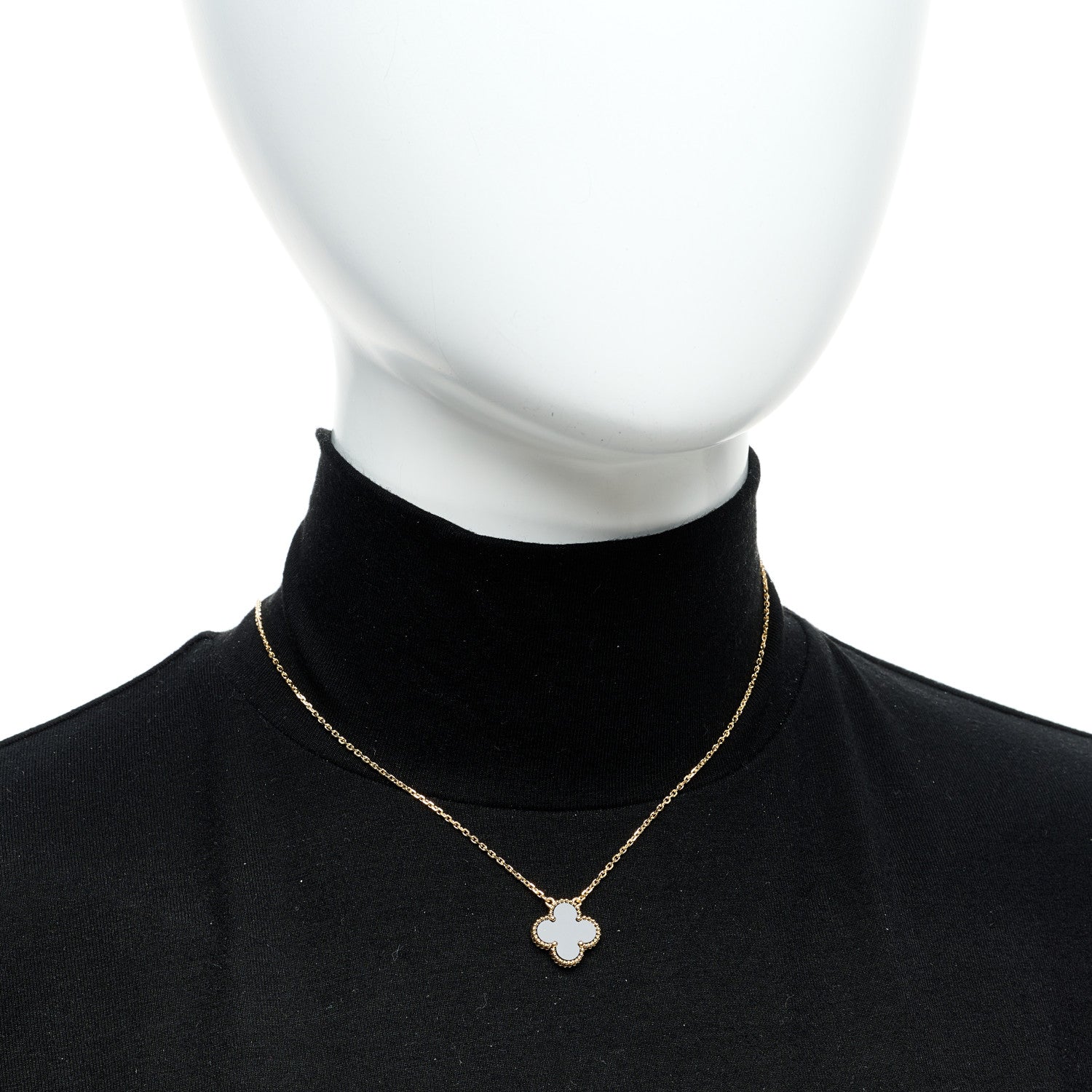 Van Cleef & Arpels 18K Yellow Gold Black Onyx Vintage Alhambra Pendant Necklace 2 of 5