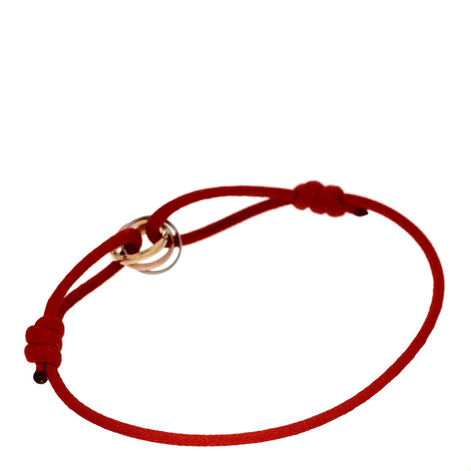 Cartier 18K Pink Yellow White Gold Trinity Cord Bracelet Red 2 of 3