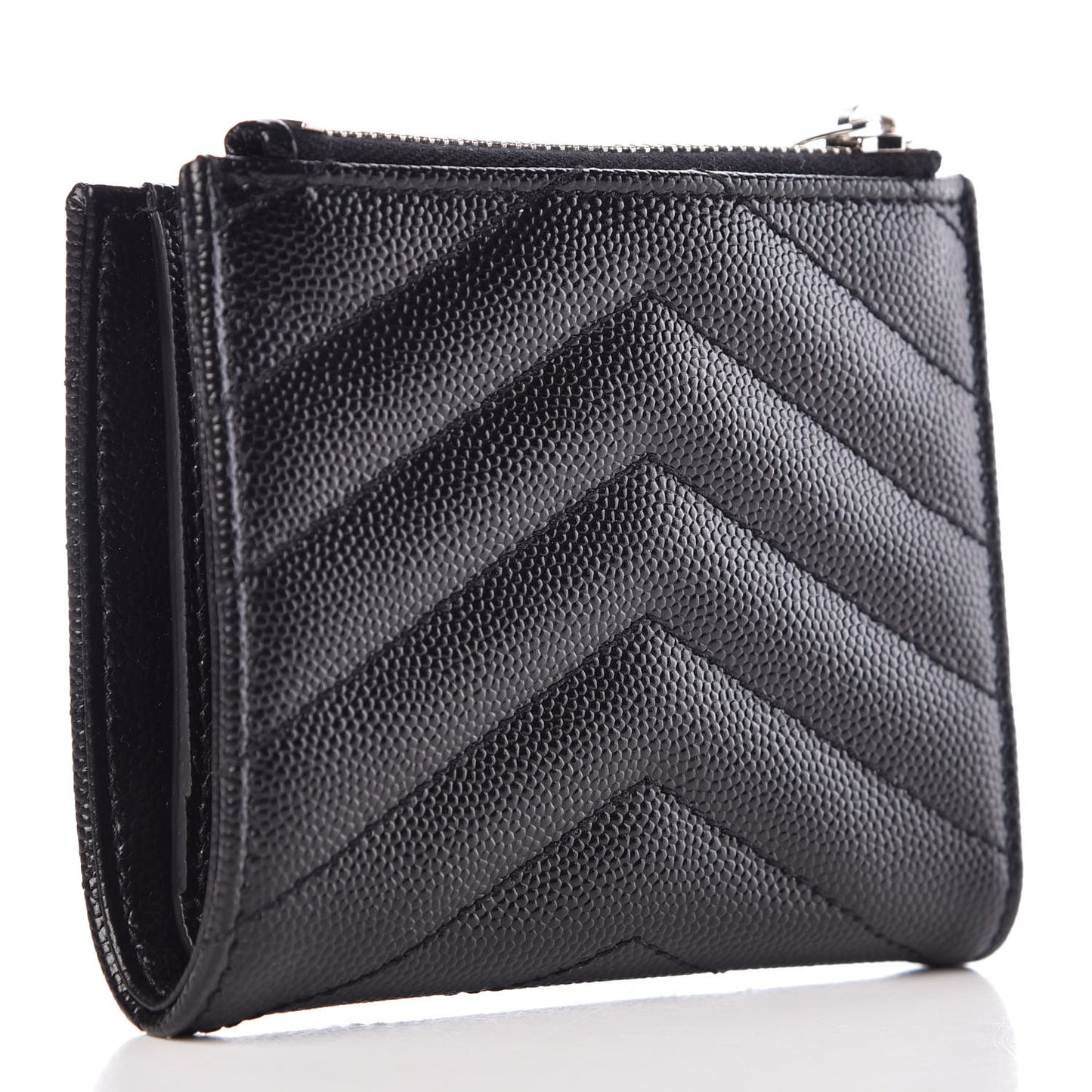 Grain De Poudre Matelasse Chevron Monogram Zipped Card Case Black