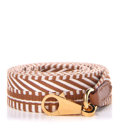 Hermes Toile Swift 25mm Sangle Cavale Shoulder Strap Ecru Beige Gold 1 of 5