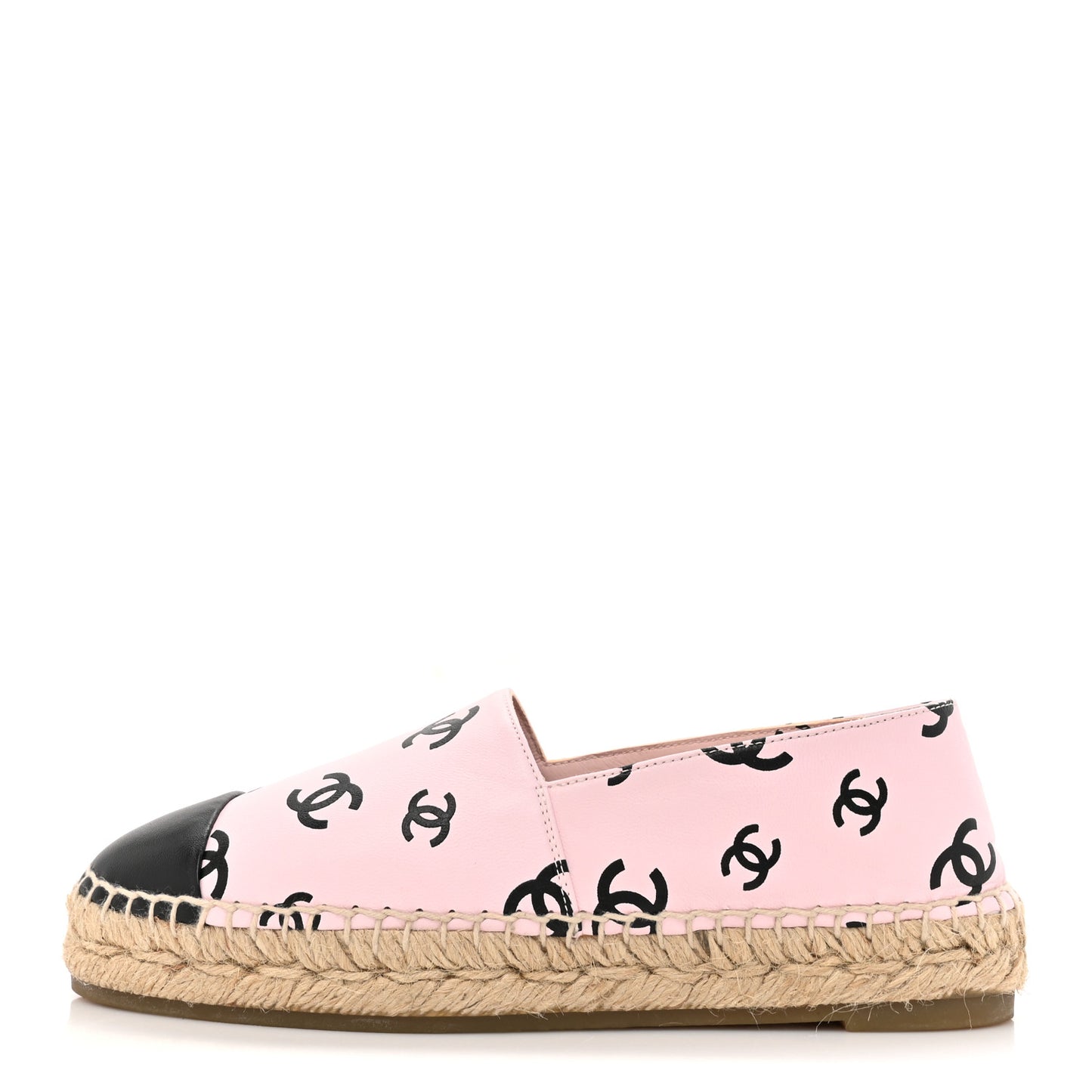Lambskin Printed Coco Beach Espadrilles 36 Light Pink Black