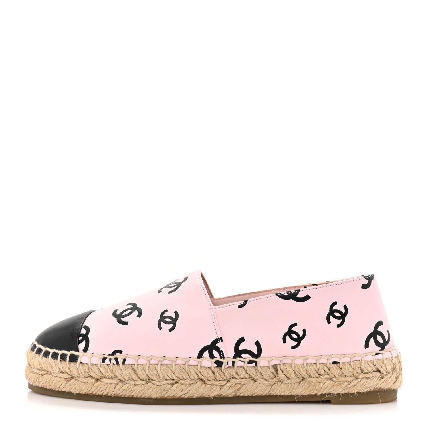 Chanel Lambskin Printed Coco Beach Espadrilles 36 Light Pink Black 1 of 12