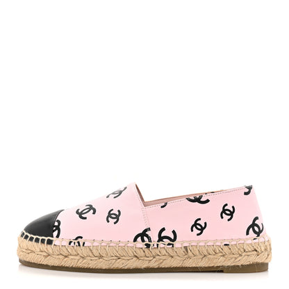 Chanel Lambskin Printed Coco Beach Espadrilles 36 Light Pink Black 1 of 12