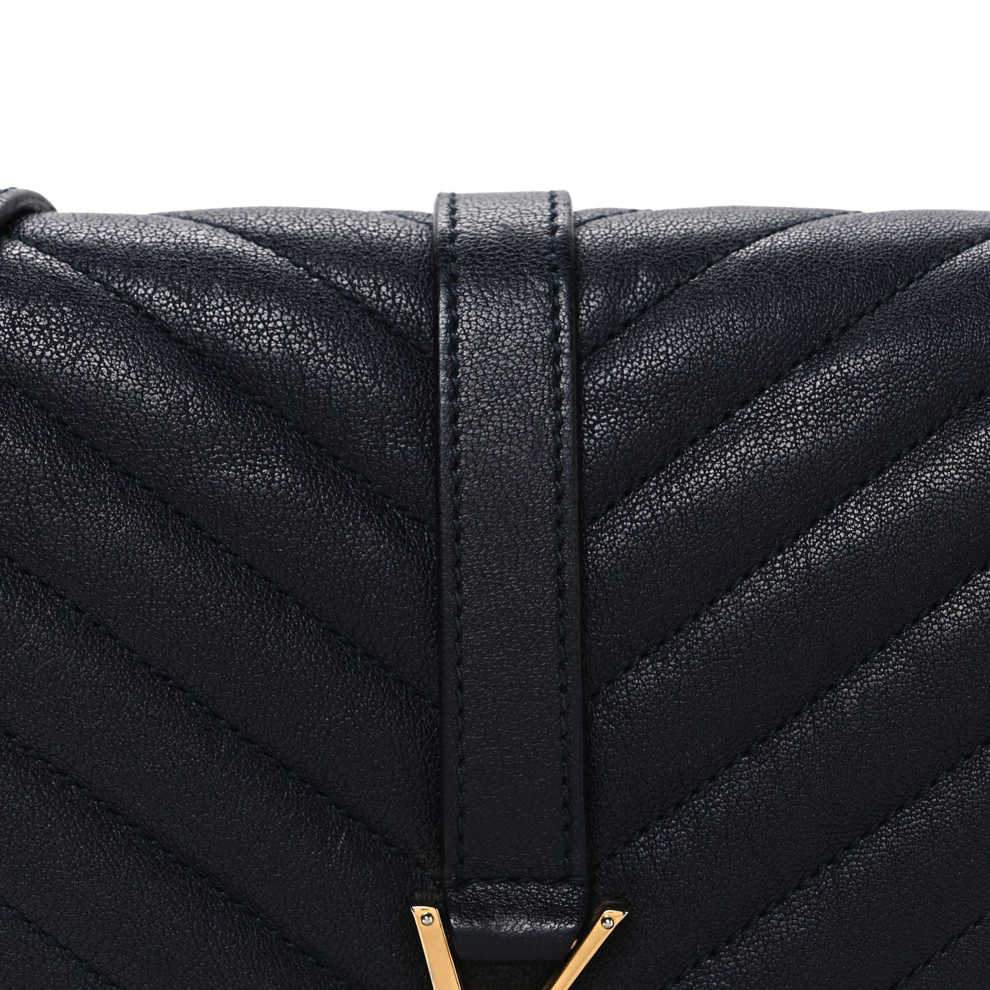 Sheepskin Matelasse Chevron Monogram Medium College Bag Deep Marine