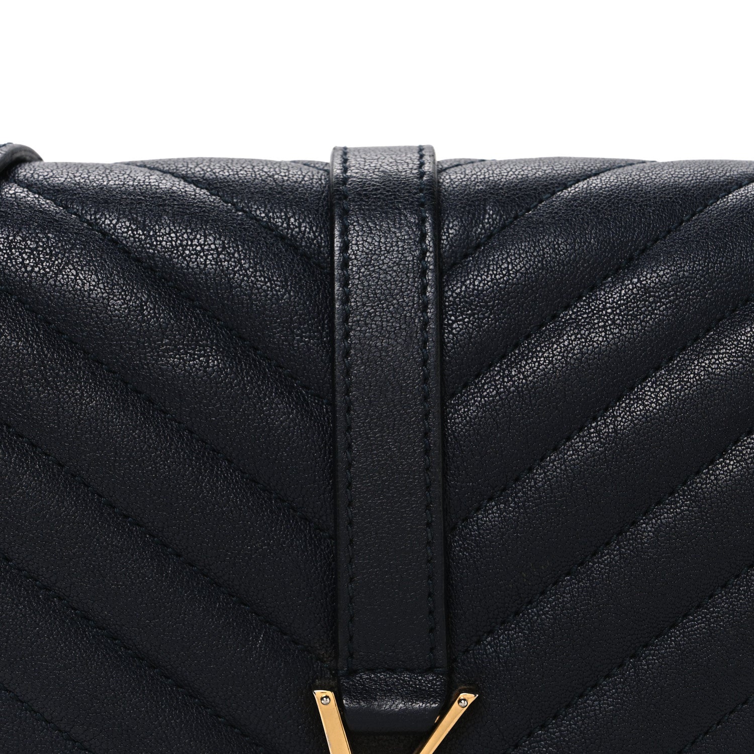 Saint Laurent Sheepskin Matelasse Chevron Monogram Medium College Bag Deep Marine 7 of 10