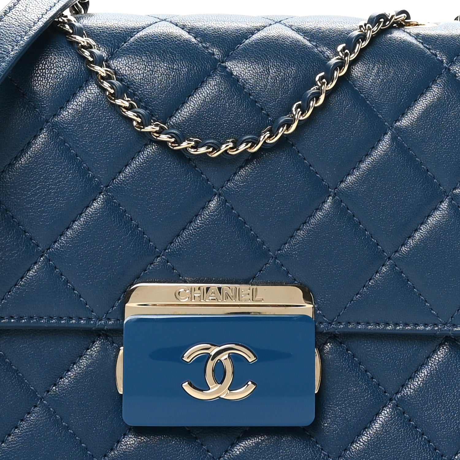 Chanel Sheepskin Quilted Beauty Lock Flap Blue 8 of 10