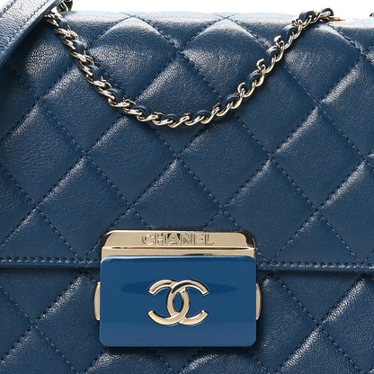 Chanel Sheepskin Quilted Beauty Lock Flap Blue 8 of 10