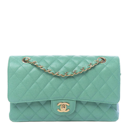 Chanel Iridescent Caviar Quilted Medium Double Flap Green 1 of 12