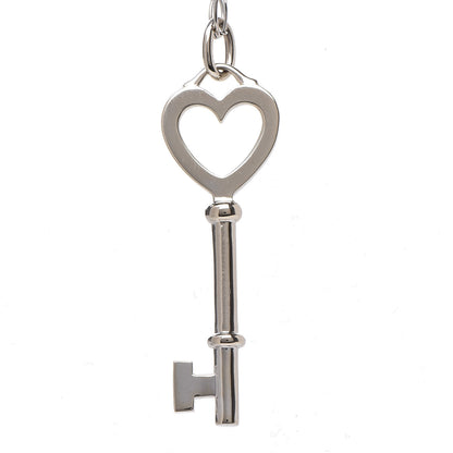 Tiffany 18K White Gold Diamond Mini Heart Key Charm Pendant Link Necklace 8 of 9