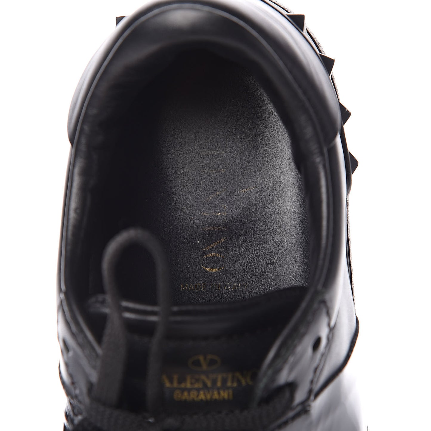 Calfskin Patent Rockstud Open Sneakers 38 Black