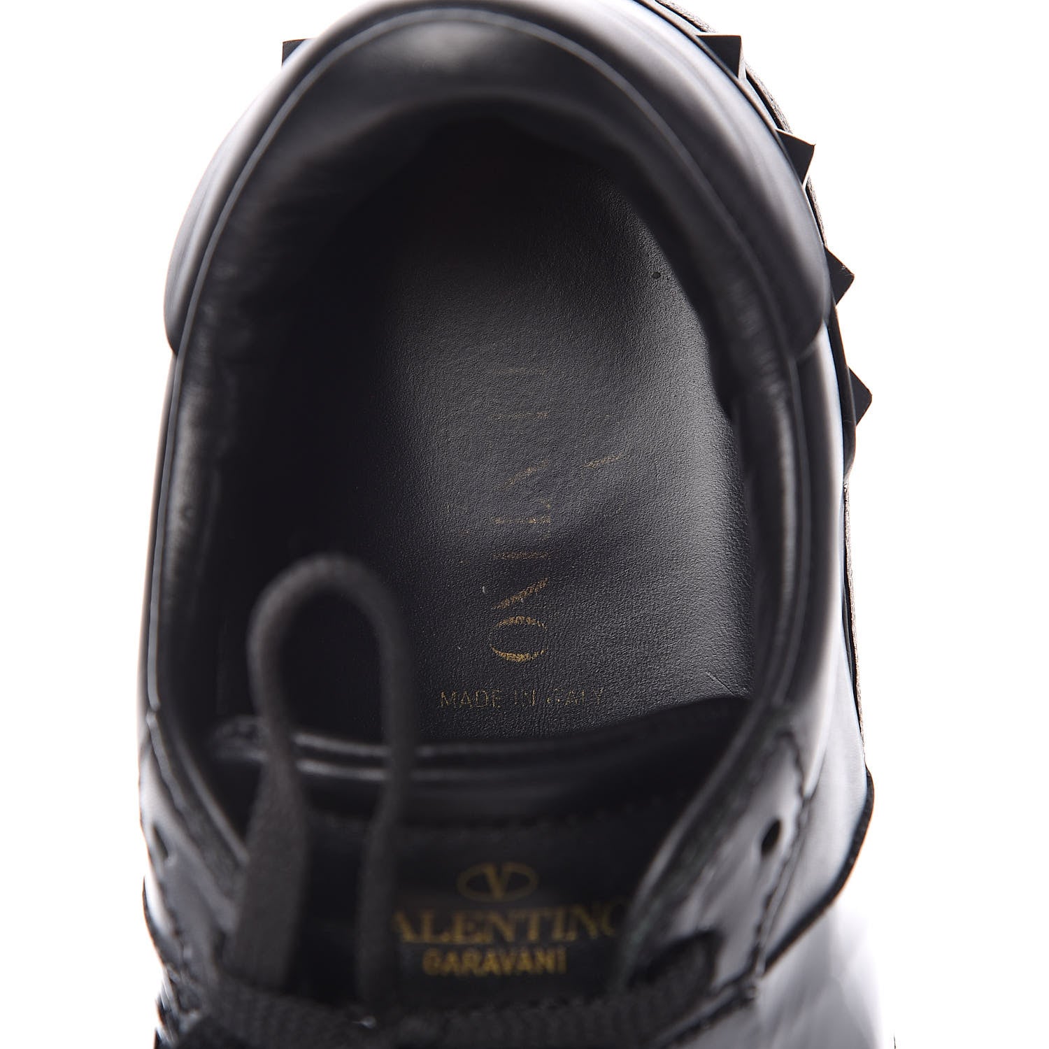 Valentino Garavani Calfskin Patent Rockstud Open Sneakers 38 Black 7 of 11