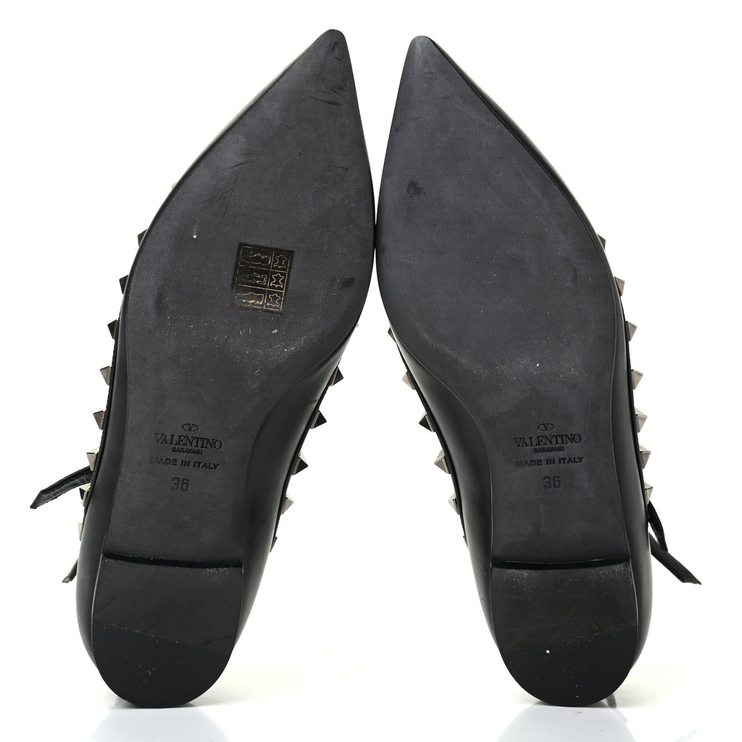 Nappa Rockstud Cage Ballerina Flats 36 Black