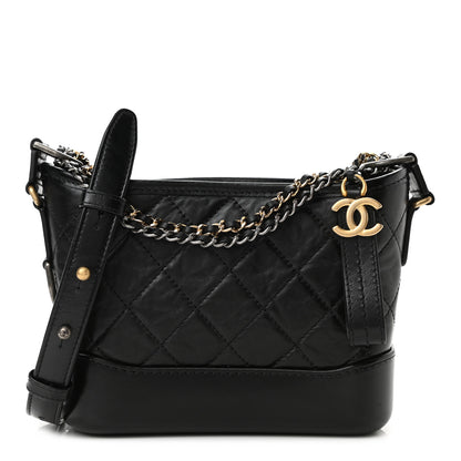 Chanel Aged Calfskin Quilted Small Gabrielle Hobo Black 1 of 10